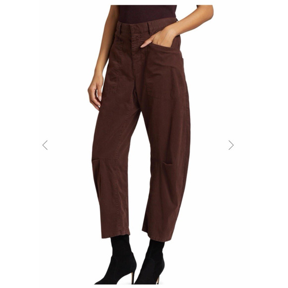 Niki Lotan Shon Pant Cotton Twill Tapered Stretch Brown 00 Barrel Leg Slouchy - Picture 3 of 11
